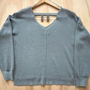 Hippie Rose Teal V-Neck Sweater Women's S | Textured Knit Pullover